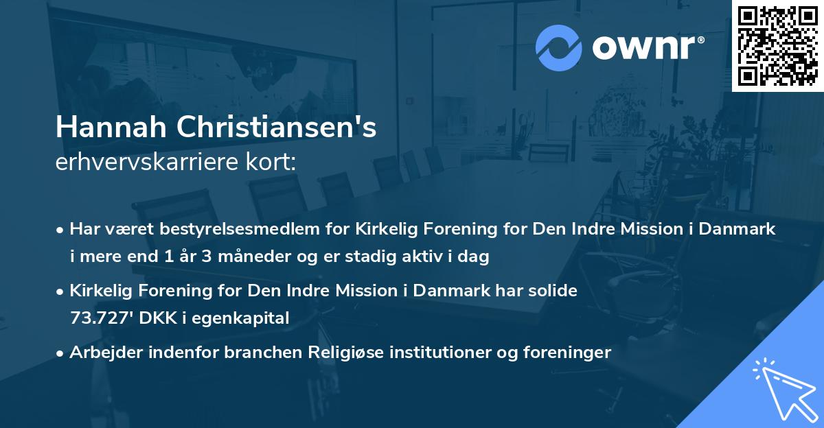 Hannah Christiansen's erhvervskarriere kort