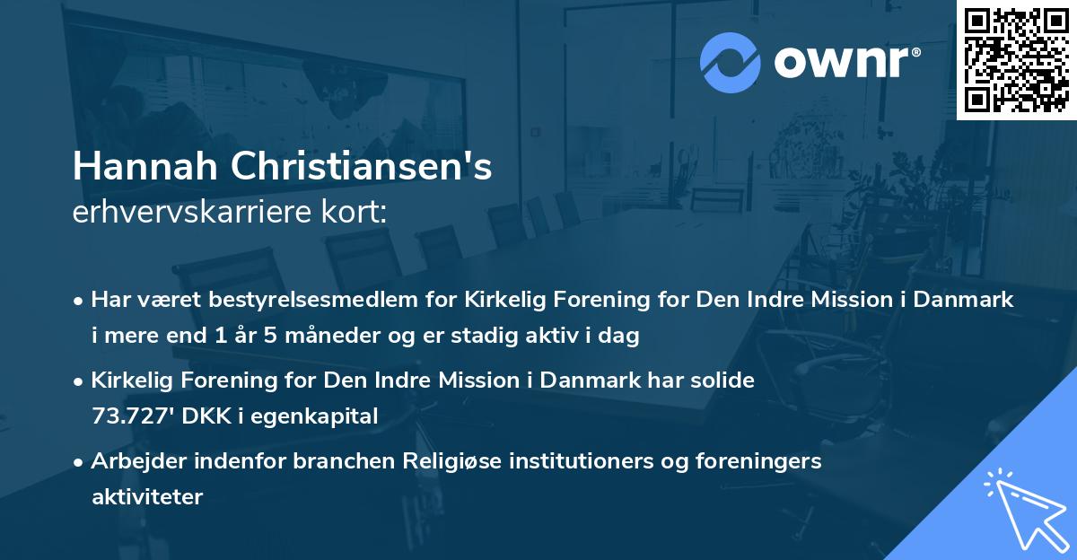 Hannah Christiansen's erhvervskarriere kort