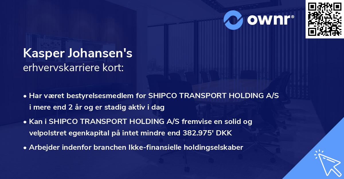Kasper Johansen's erhvervskarriere kort