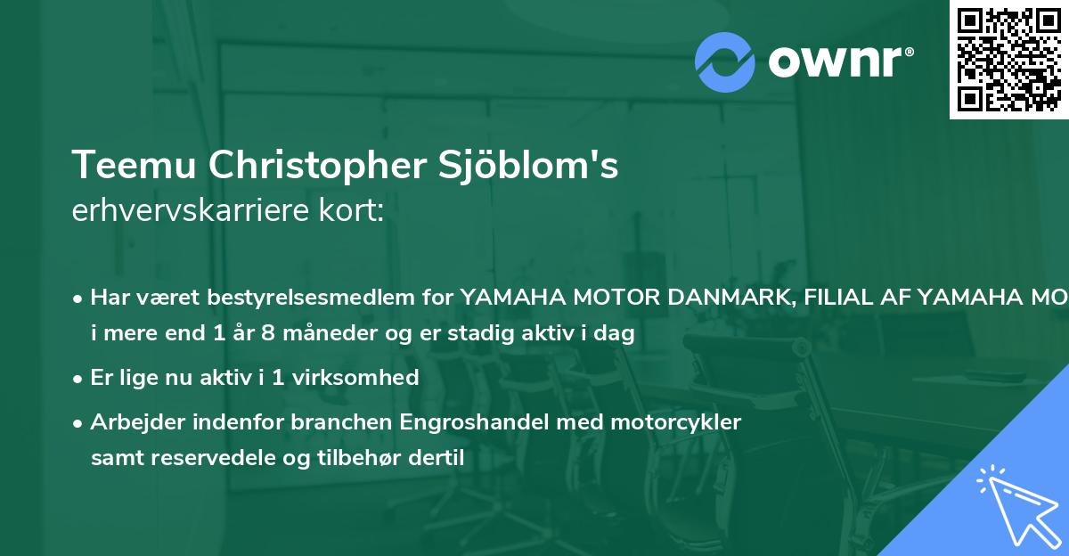 Teemu Christopher Sjöblom's erhvervskarriere kort