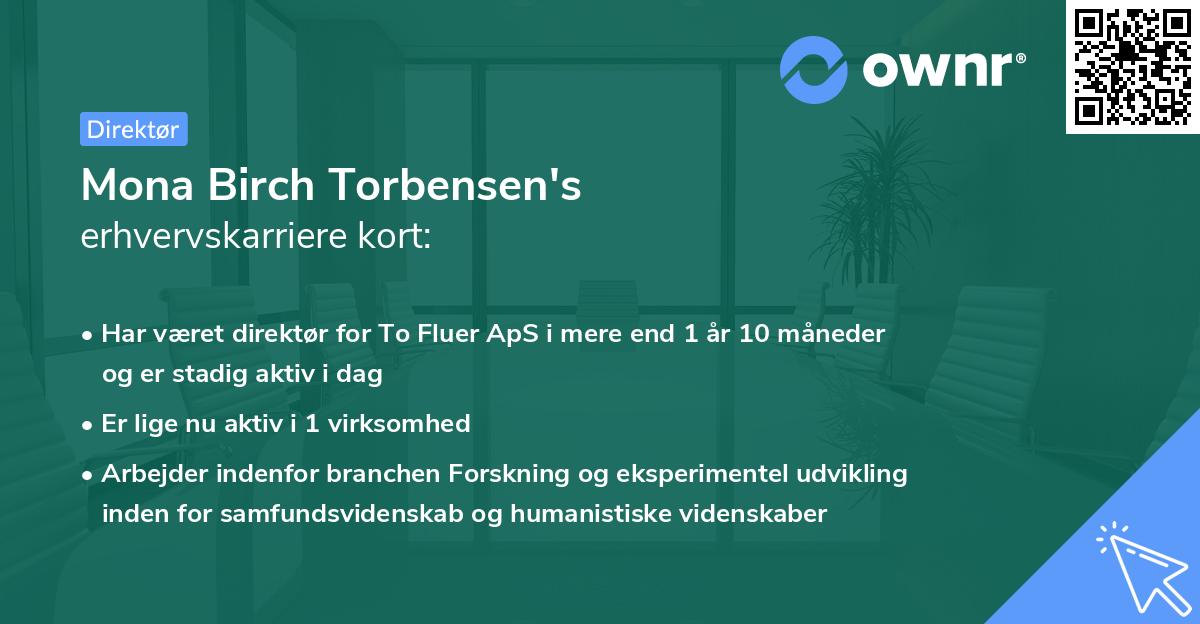 Mona Birch Torbensen's erhvervskarriere kort