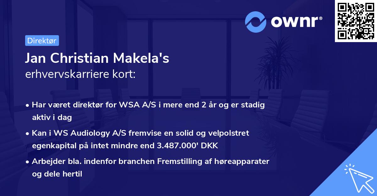 Jan Christian Makela's erhvervskarriere kort