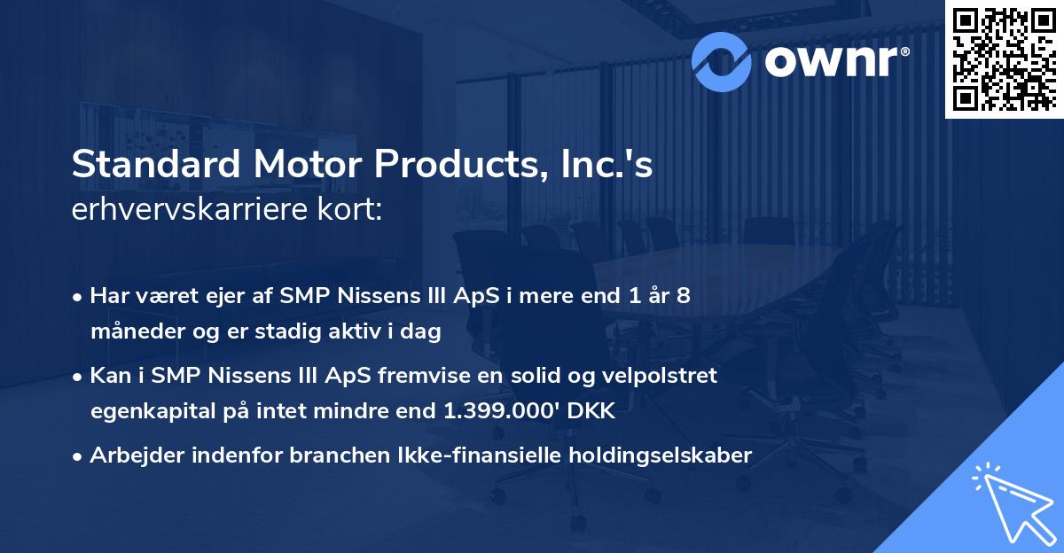 Standard Motor Products, Inc.'s erhvervskarriere kort