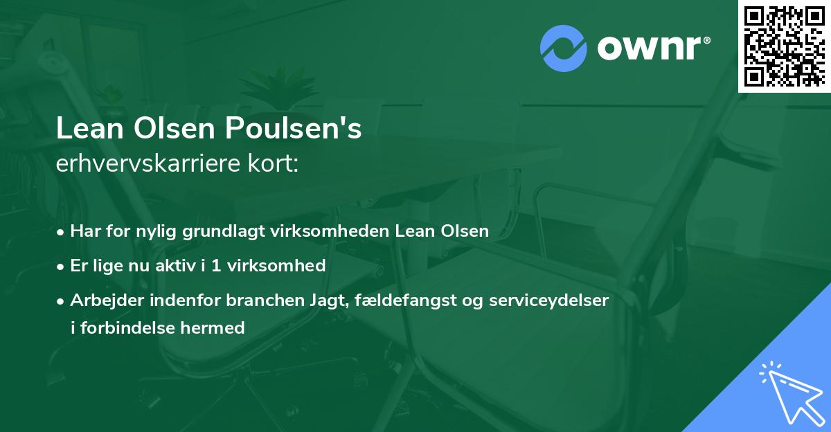 Lean Olsen Poulsen's erhvervskarriere kort