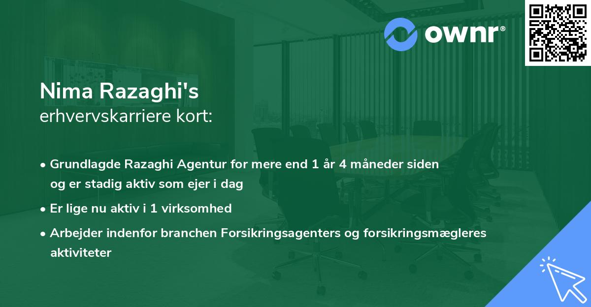 Nima Razaghi's erhvervskarriere kort