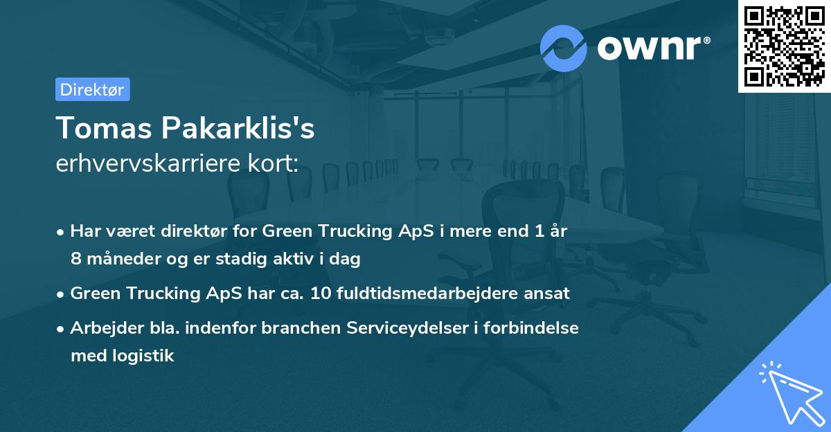 Tomas Pakarklis's erhvervskarriere kort