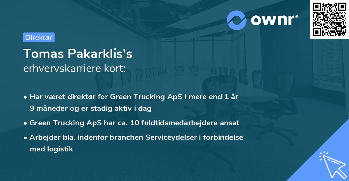 Tomas Pakarklis's erhvervskarriere kort