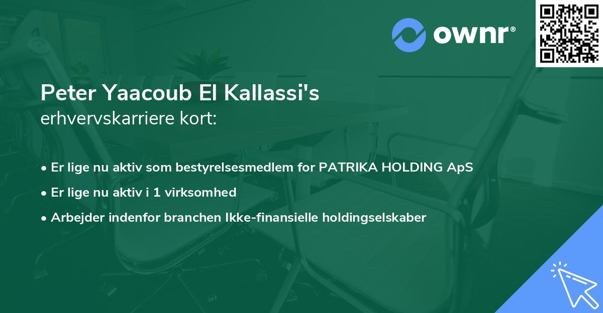 Peter Yaacoub El Kallassi's erhvervskarriere kort