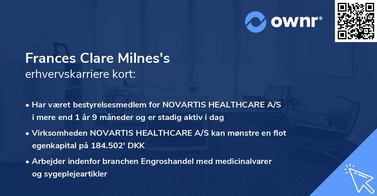 Frances Clare Milnes's erhvervskarriere kort