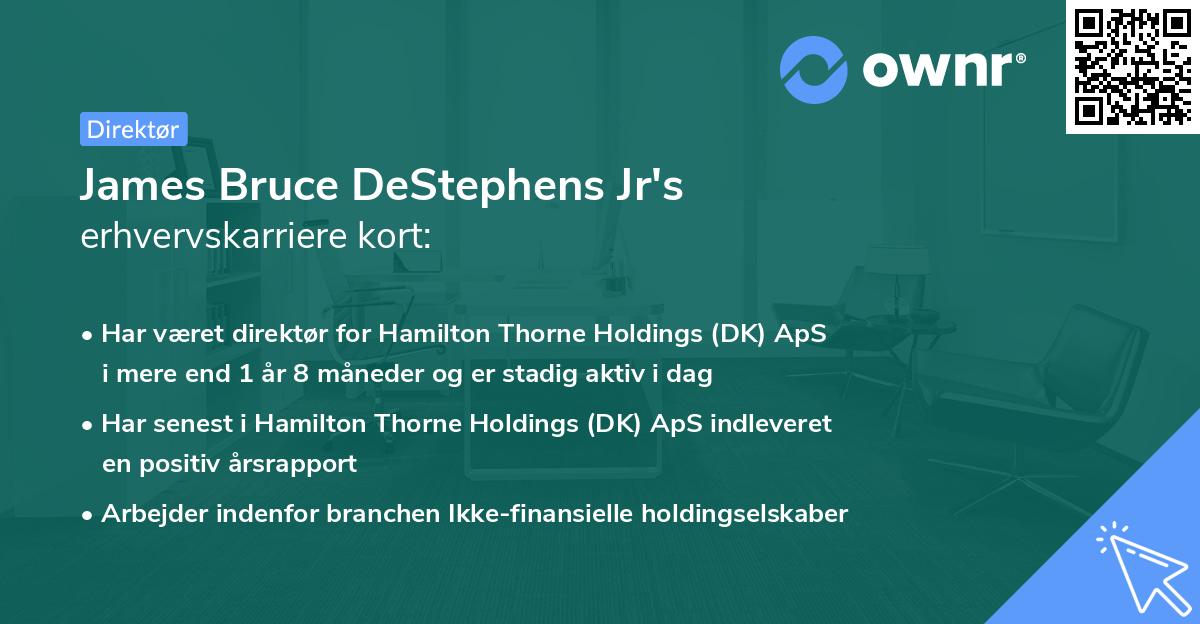 James Bruce DeStephens Jr's erhvervskarriere kort