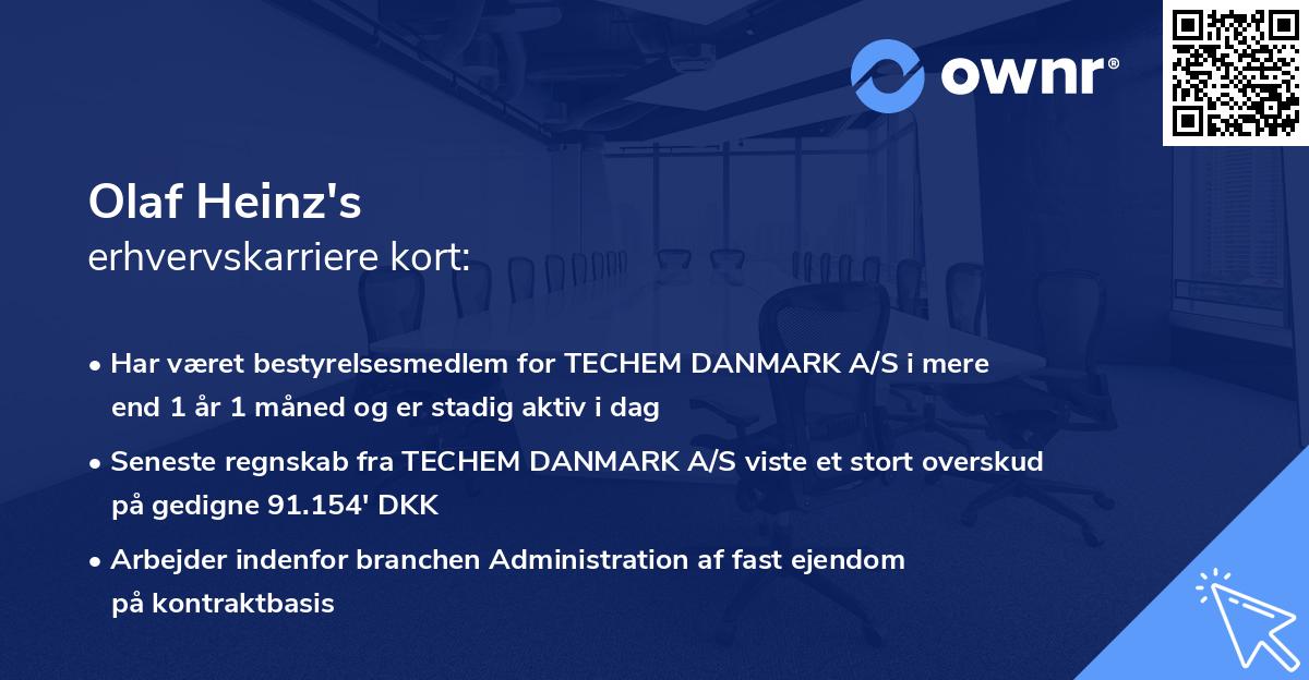 Olaf Heinz's erhvervskarriere kort