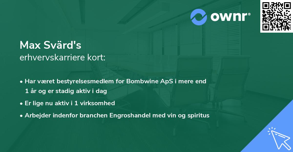 Max Svärd's erhvervskarriere kort