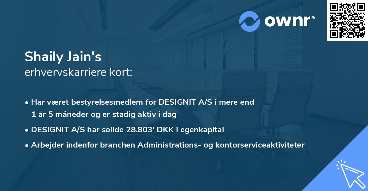 Shaily Jain's erhvervskarriere kort