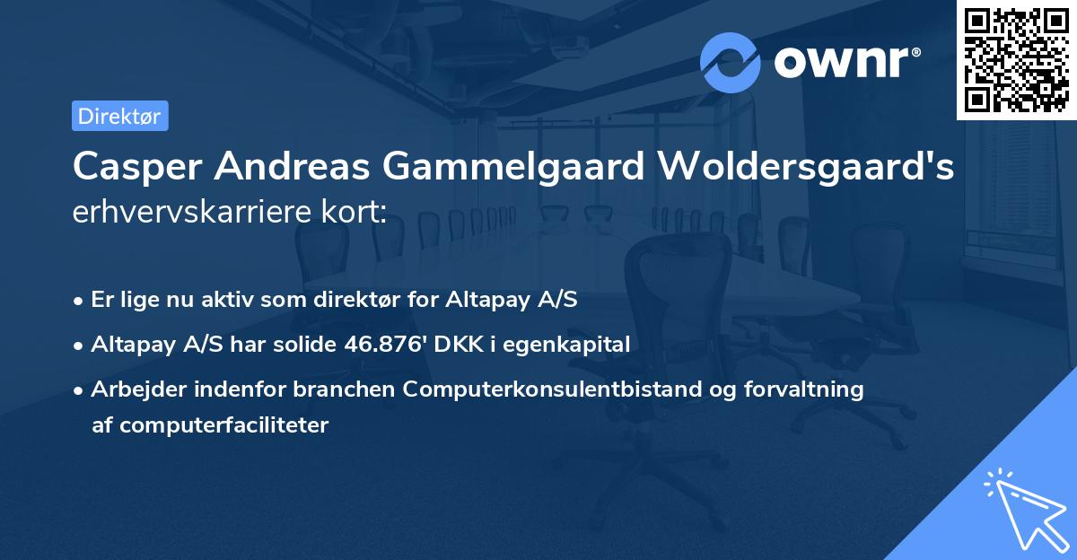 Casper Andreas Gammelgaard Woldersgaard's erhvervskarriere kort