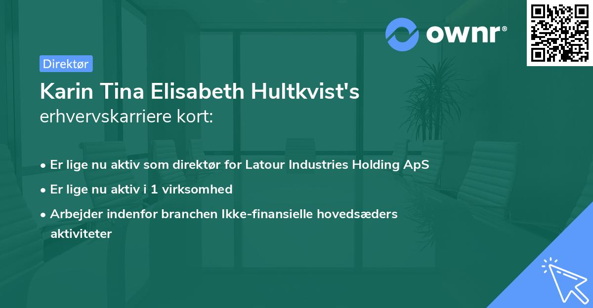 Karin Tina Elisabeth Hultkvist's erhvervskarriere kort