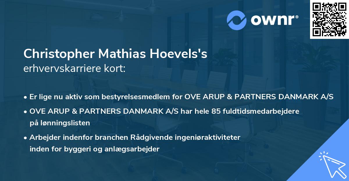 Christopher Mathias Hoevels's erhvervskarriere kort
