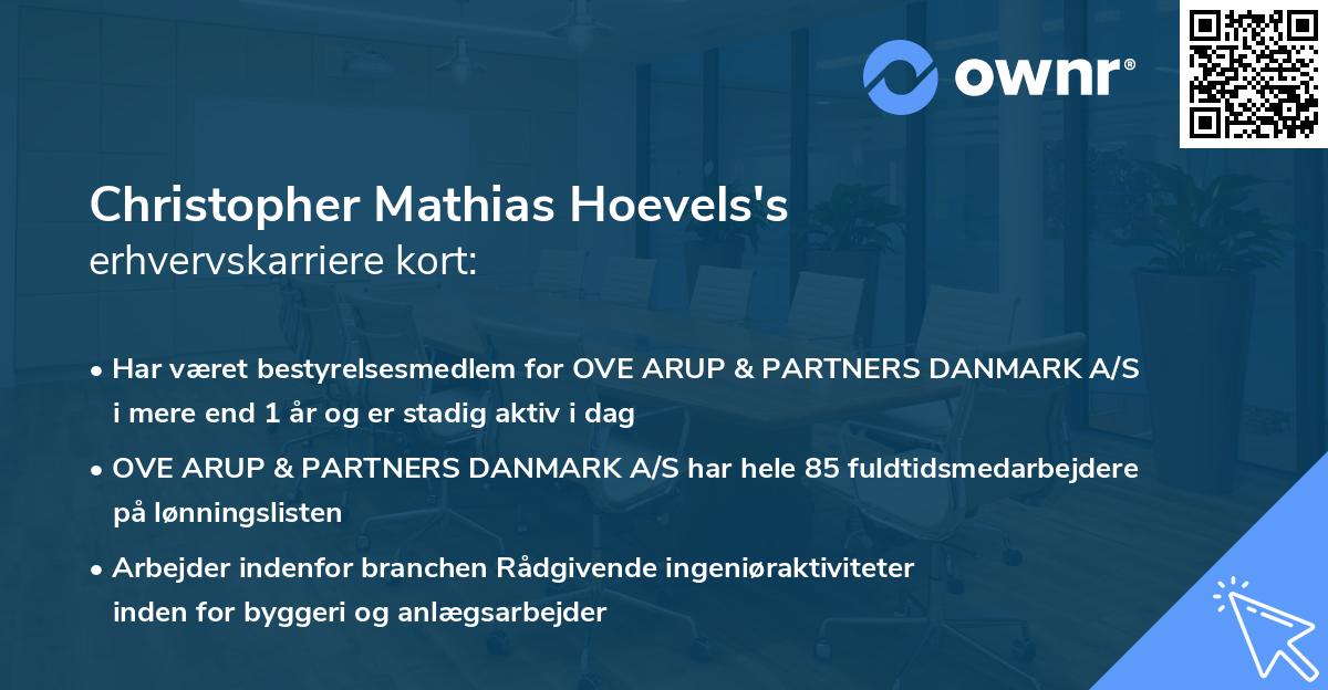 Christopher Mathias Hoevels's erhvervskarriere kort