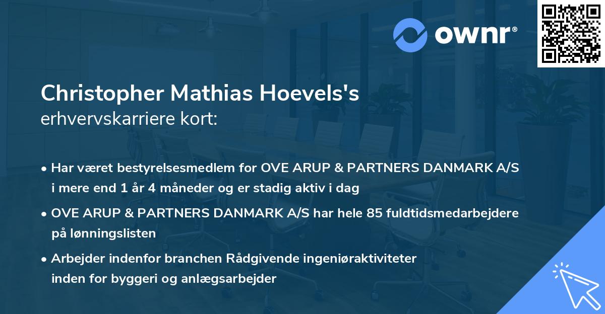 Christopher Mathias Hoevels's erhvervskarriere kort