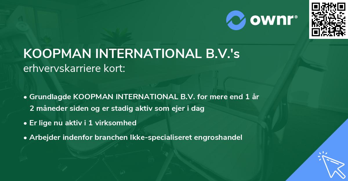 KOOPMAN INTERNATIONAL B.V.'s erhvervskarriere kort