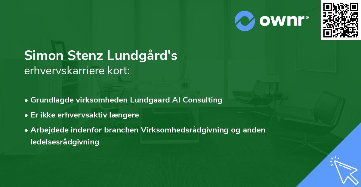 Simon Stenz Lundgård's erhvervskarriere kort