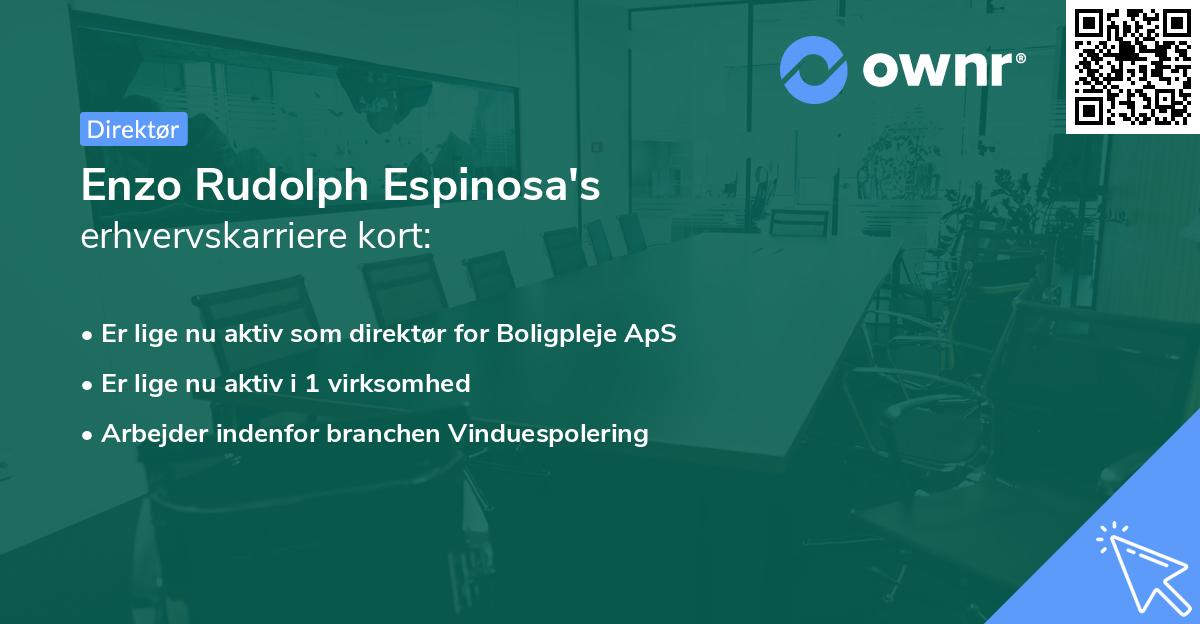 Enzo Rudolph Espinosa's erhvervskarriere kort
