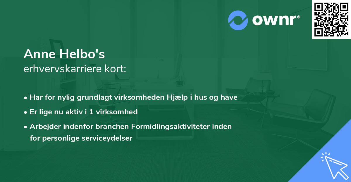Anne Helbo's erhvervskarriere kort