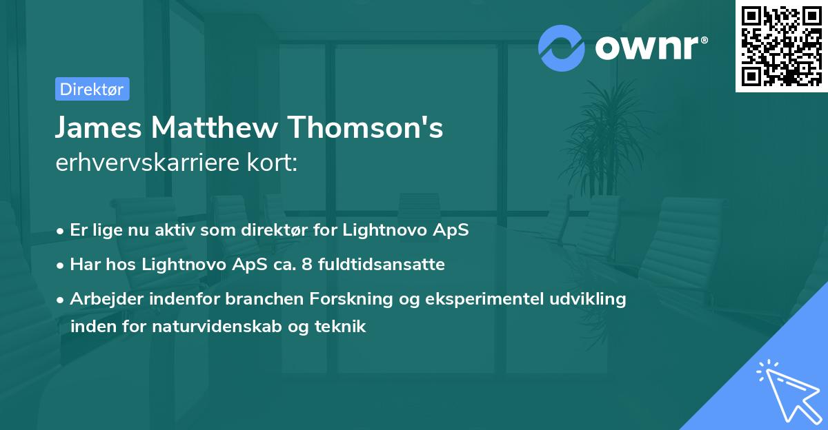 James Matthew Thomson's erhvervskarriere kort