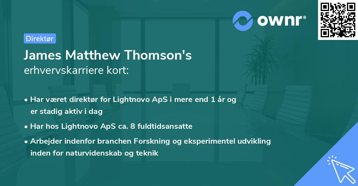 James Matthew Thomson's erhvervskarriere kort