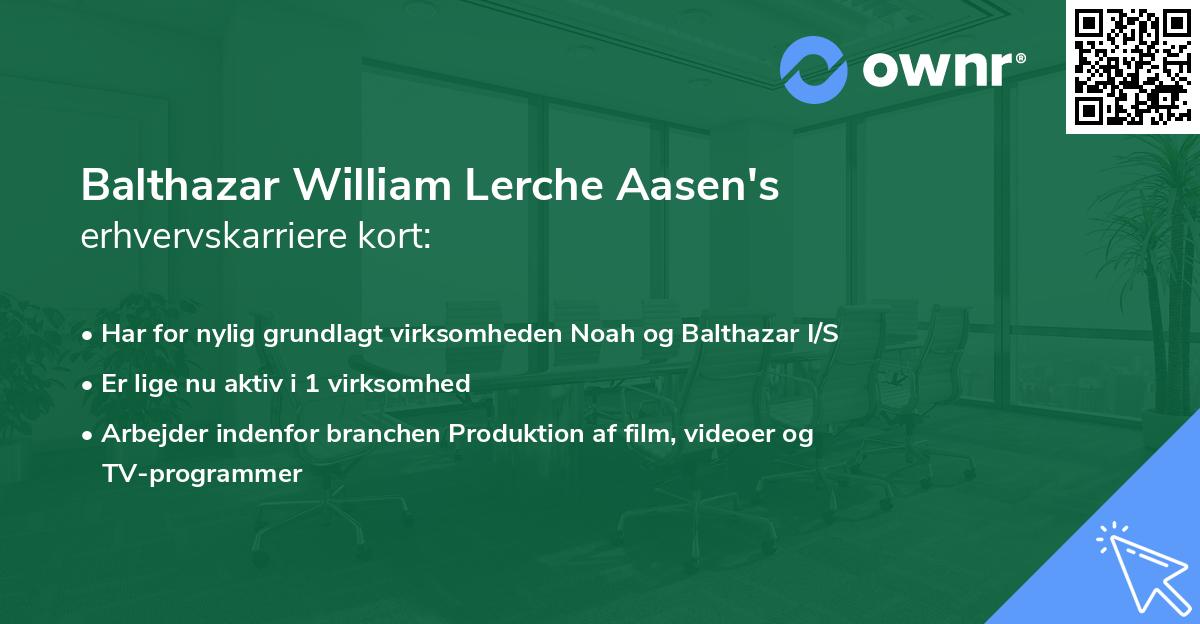 Balthazar William Lerche Aasen's erhvervskarriere kort