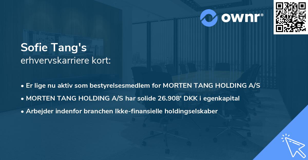 Sofie Tang's erhvervskarriere kort