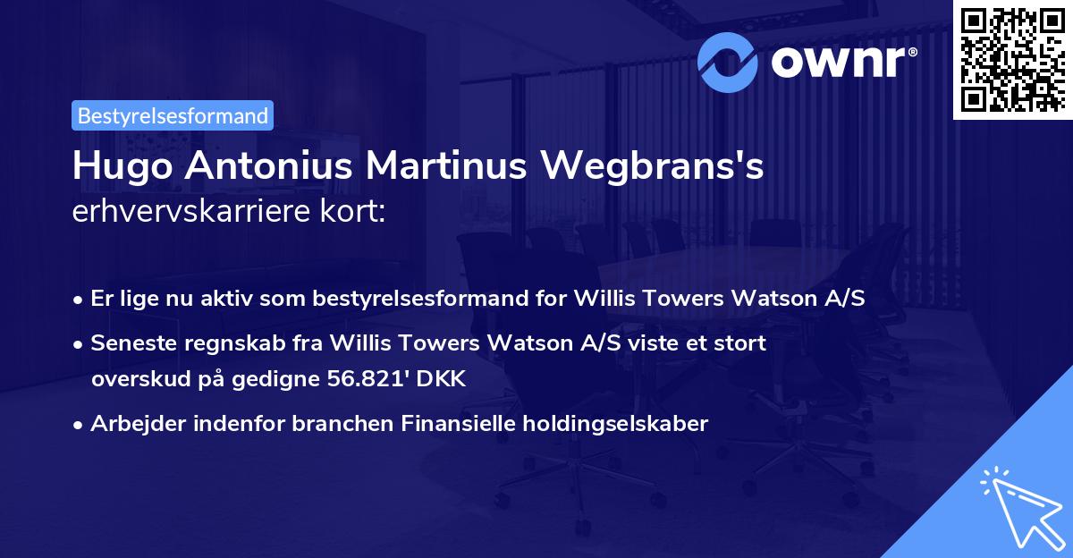 Hugo Antonius Martinus Wegbrans's erhvervskarriere kort