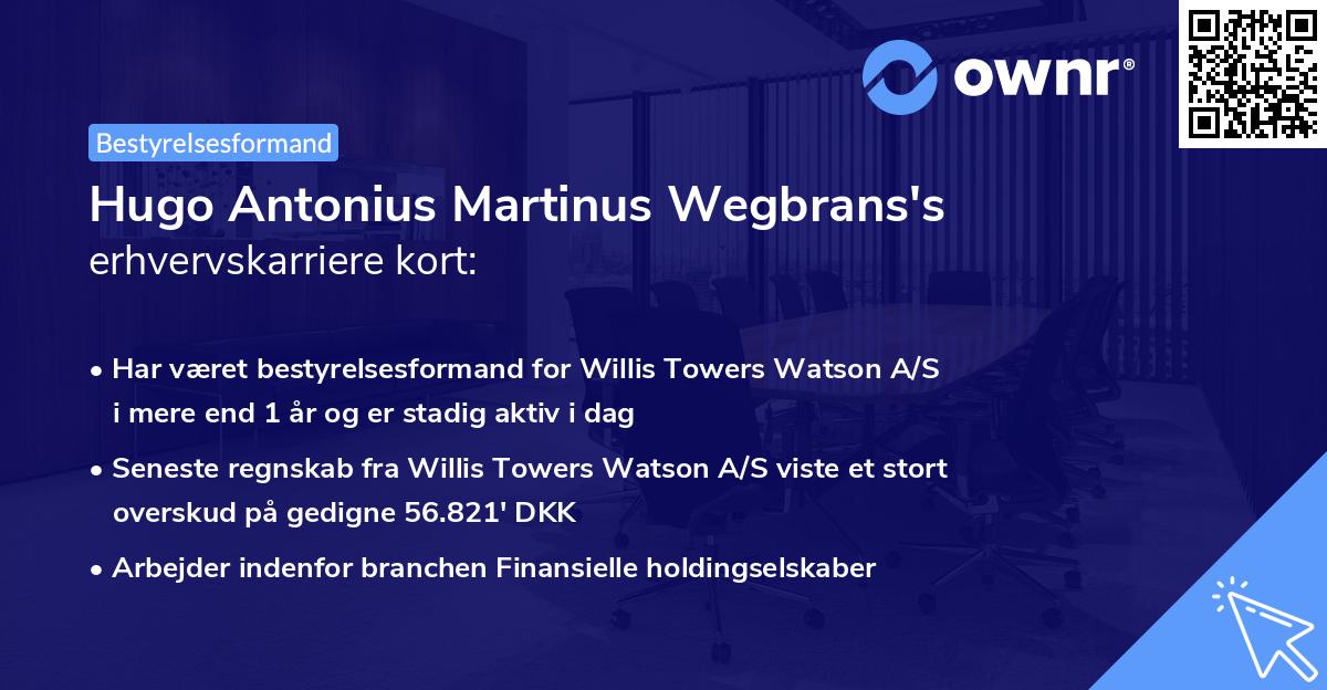 Hugo Antonius Martinus Wegbrans's erhvervskarriere kort