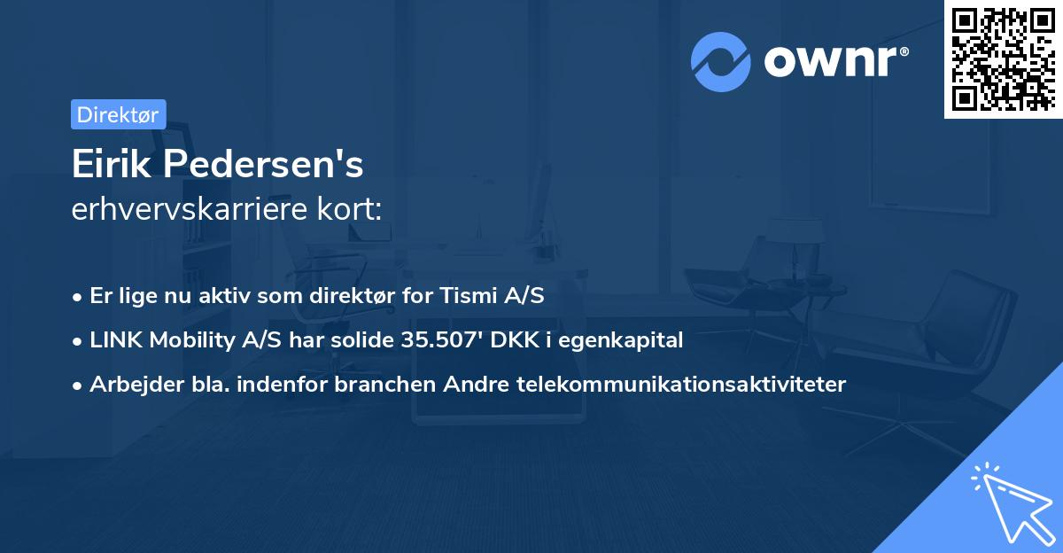 Eirik Pedersen's erhvervskarriere kort