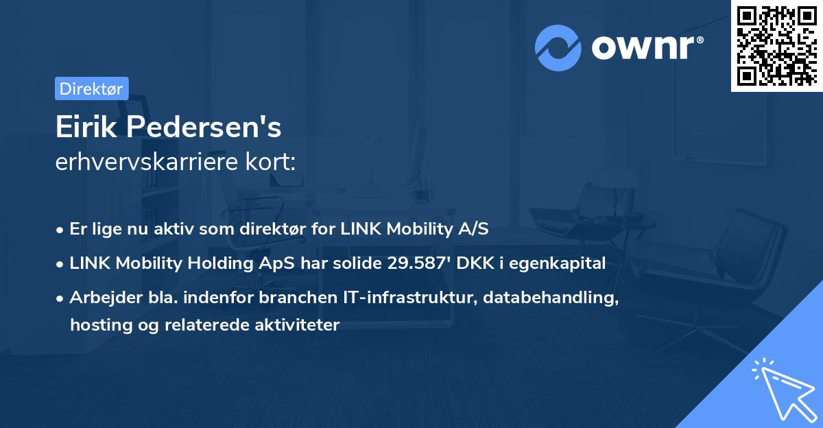 Eirik Pedersen's erhvervskarriere kort