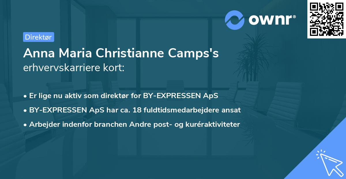 Anna Maria Christianne Camps's erhvervskarriere kort