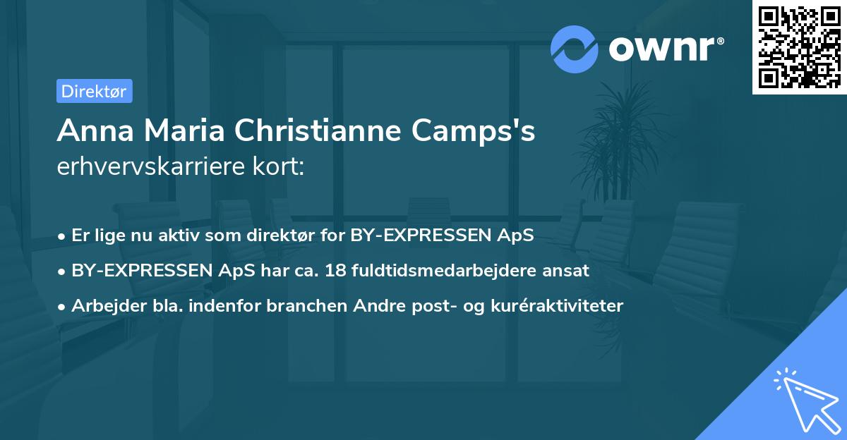Anna Maria Christianne Camps's erhvervskarriere kort