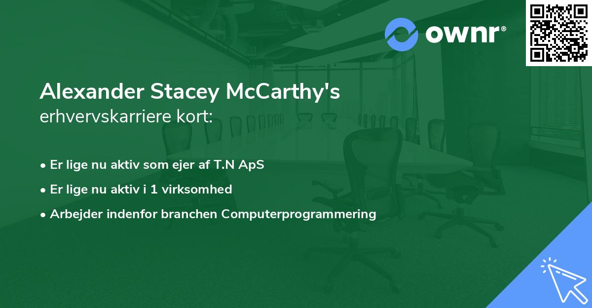 Alexander Stacey McCarthy's erhvervskarriere kort