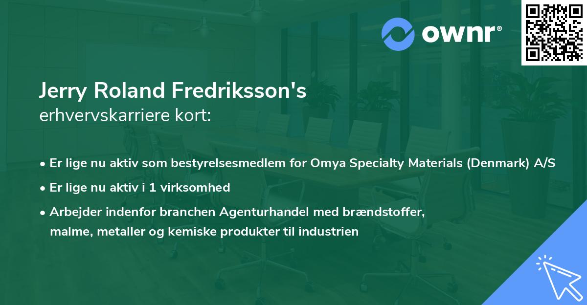 Jerry Roland Fredriksson's erhvervskarriere kort