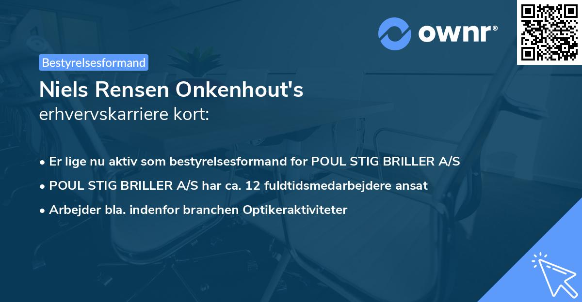 Niels Rensen Onkenhout's erhvervskarriere kort