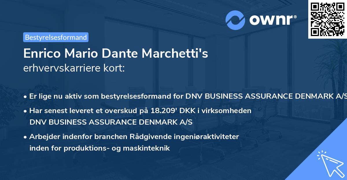Enrico Mario Dante Marchetti's erhvervskarriere kort