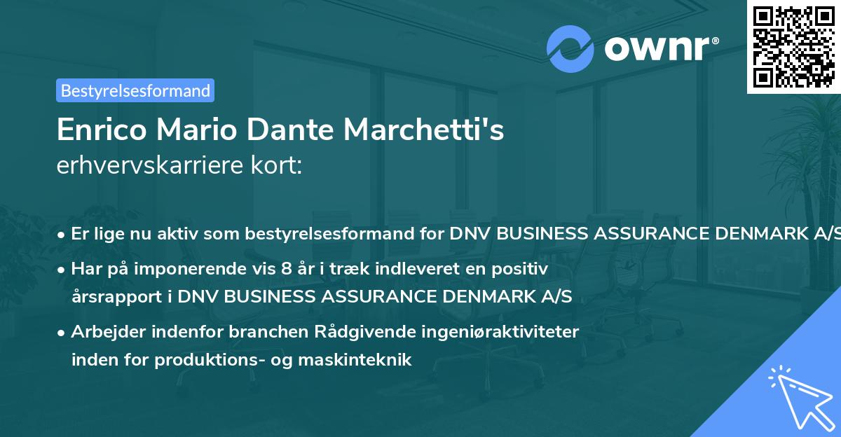 Enrico Mario Dante Marchetti's erhvervskarriere kort