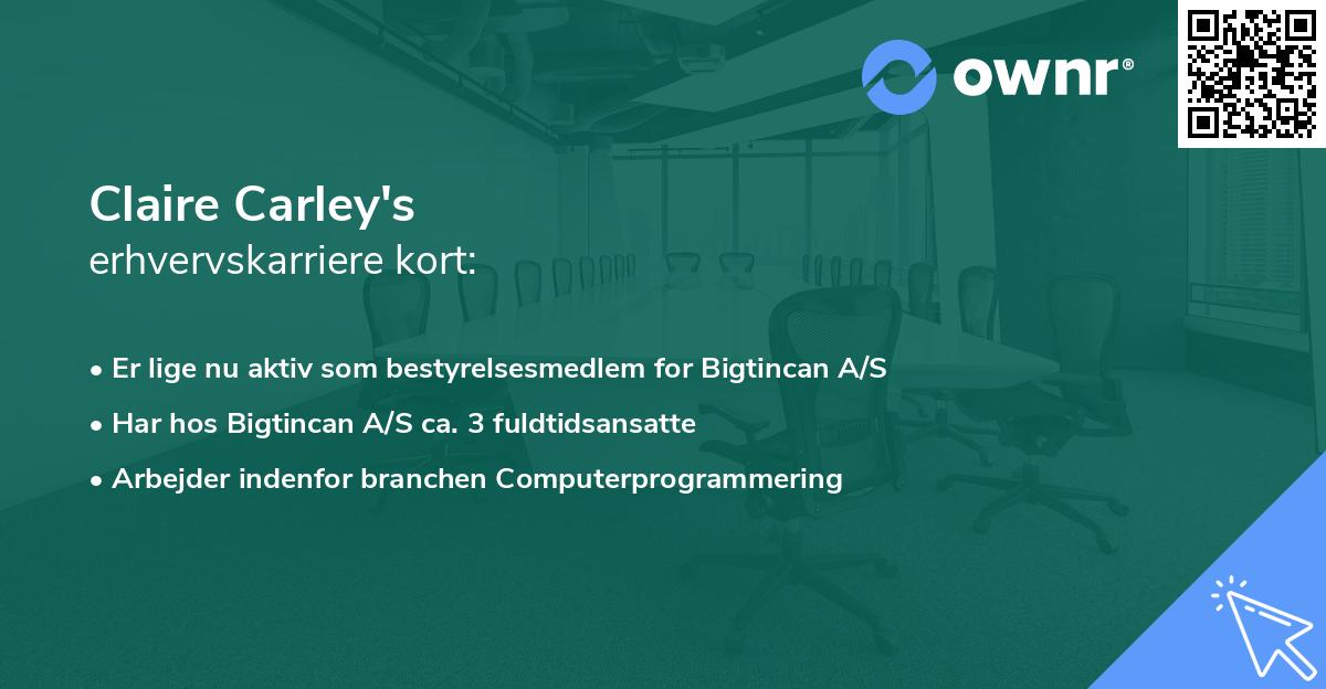 Claire Carley's erhvervskarriere kort