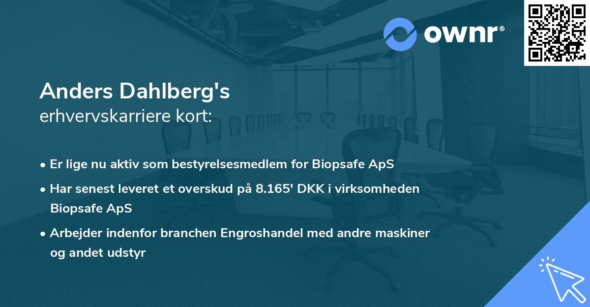 Anders Dahlberg's erhvervskarriere kort