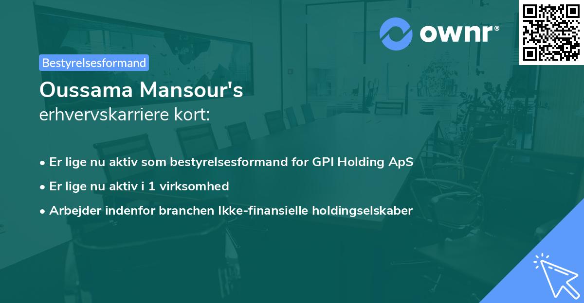 Oussama Mansour's erhvervskarriere kort