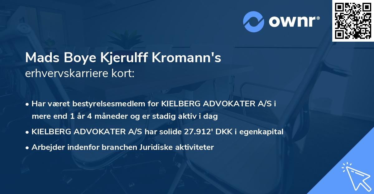 Mads Boye Kjerulff Kromann's erhvervskarriere kort