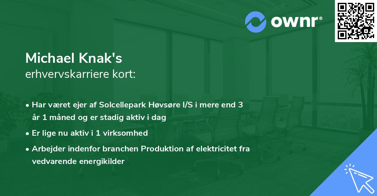Michael Knak's erhvervskarriere kort
