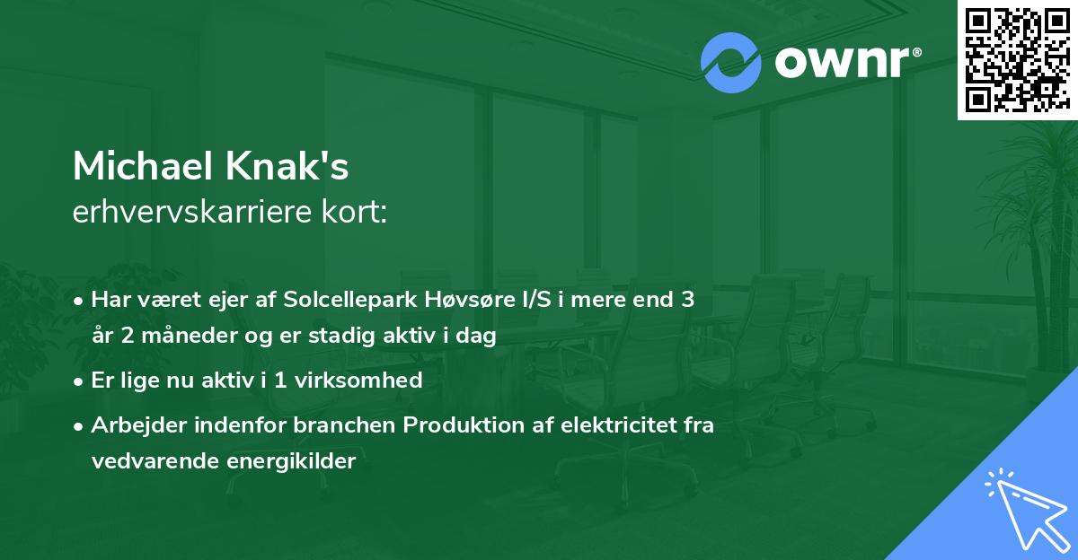 Michael Knak's erhvervskarriere kort