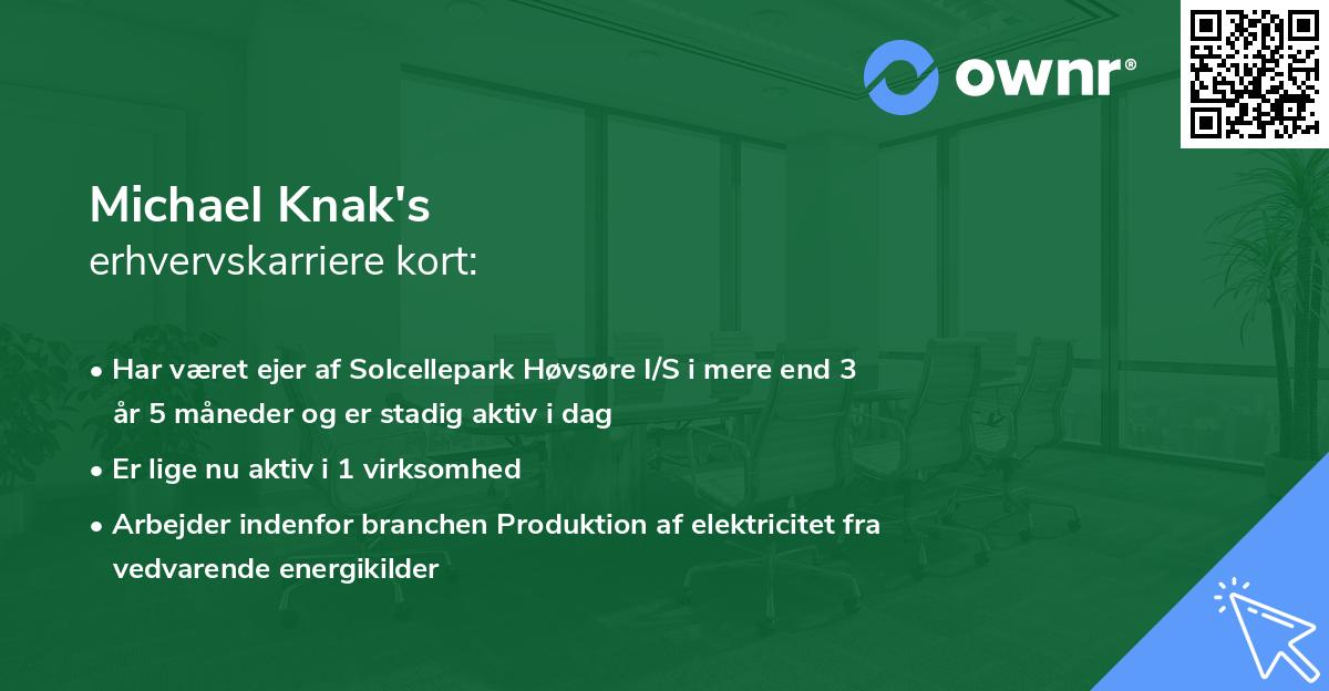 Michael Knak's erhvervskarriere kort