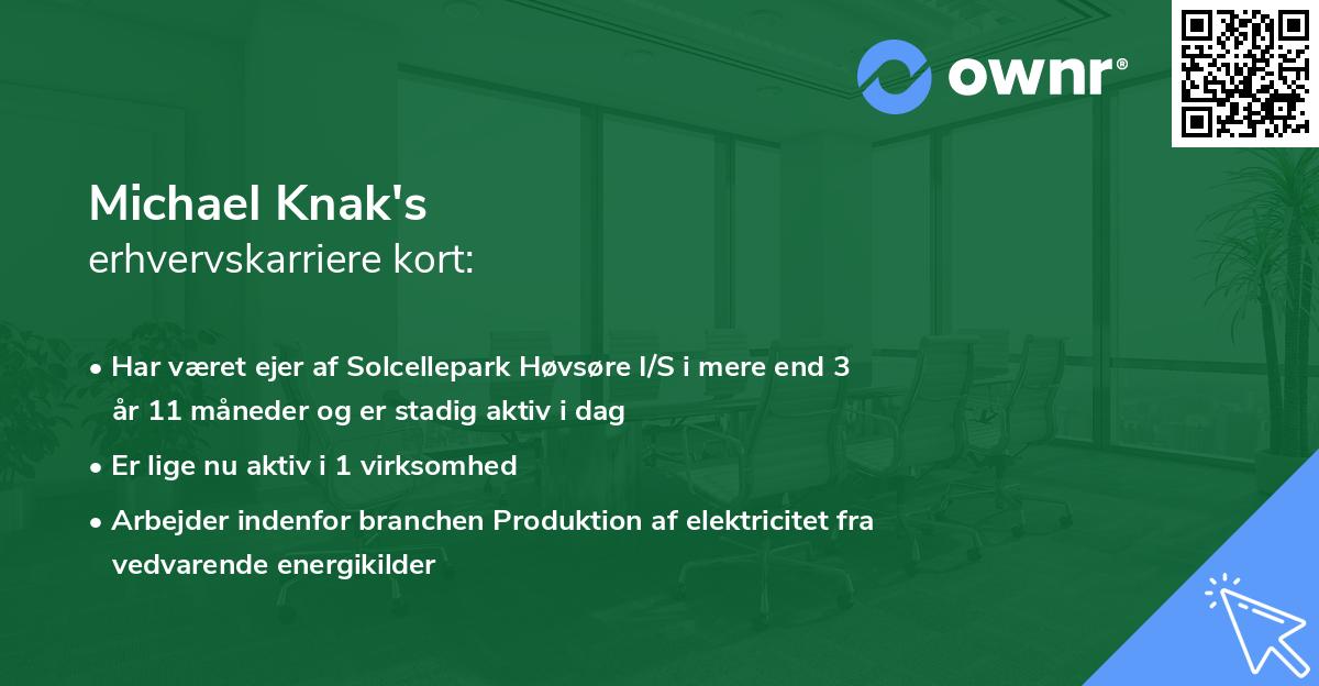 Michael Knak's erhvervskarriere kort