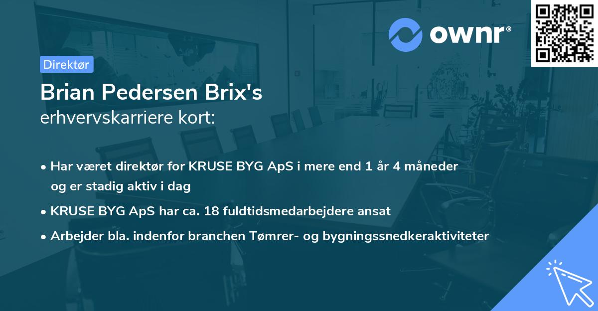 Brian Pedersen Brix's erhvervskarriere kort